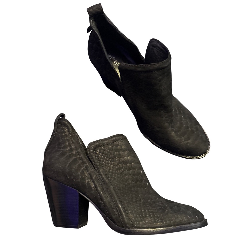 NEW Jeffrey Campbell Women's Black Snake Embossed Pointed Toe Ankle‎ Booties, 9